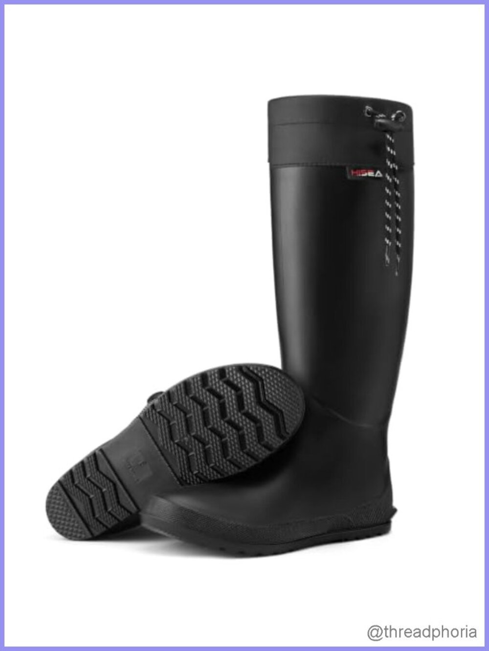 HISEA Women's Knee High Waterproof PVC Rain Boots Adjustable Mud Shoes